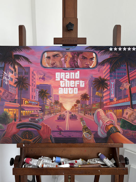 GTA VI: The Price of Paradise | Original Oil Painting