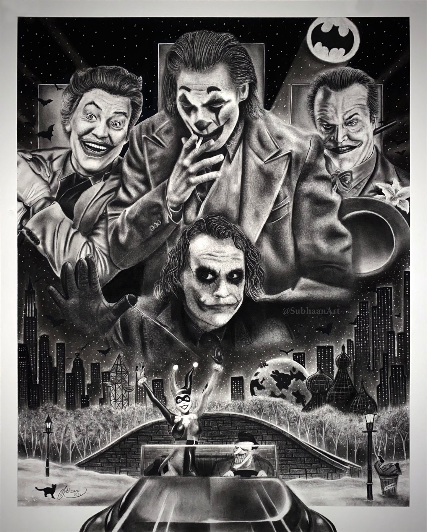 Gotham Nights | Giclée Fine Art Print | Charcoal Drawing