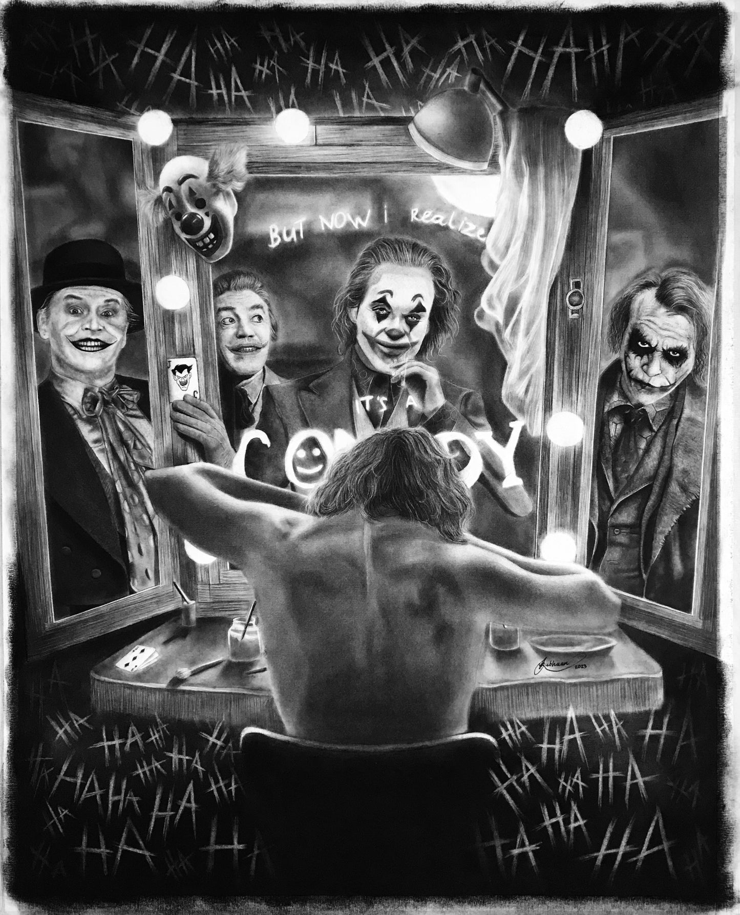 Joker | Giclée Fine Art Print | Charcoal Drawing